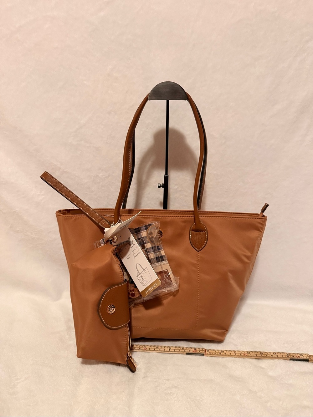 NWT Nanette Lepore Nylon Tote 3-Piece Set in Brown Sugar Moose Color